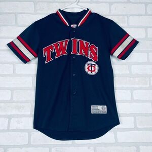 Kids True Fan Minnesota Twins Johan Santana 57 Baseball Jersey Navy Blue Medium